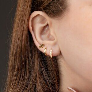 925 Sterling Silver Star Earring Set,Everyday Dainty Earring Stack